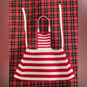Girl’s Cute Hand Crochet Christmas Apron. Clean and in Good Condition. $10